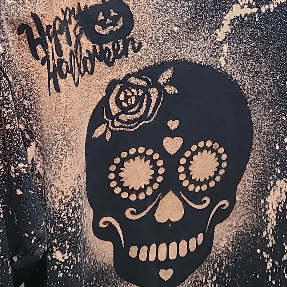 Halloween Acid Wash Skull black long sleeved shirt by‎ CHAMPION SIZE M - Picture 7 of 9